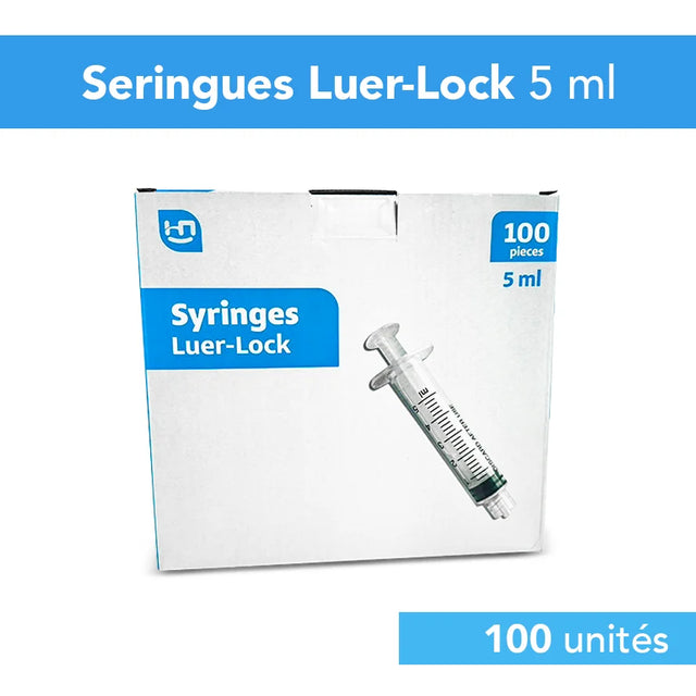 100 Seringues Luer-Lock 5 ml Huaen - oofti.fr