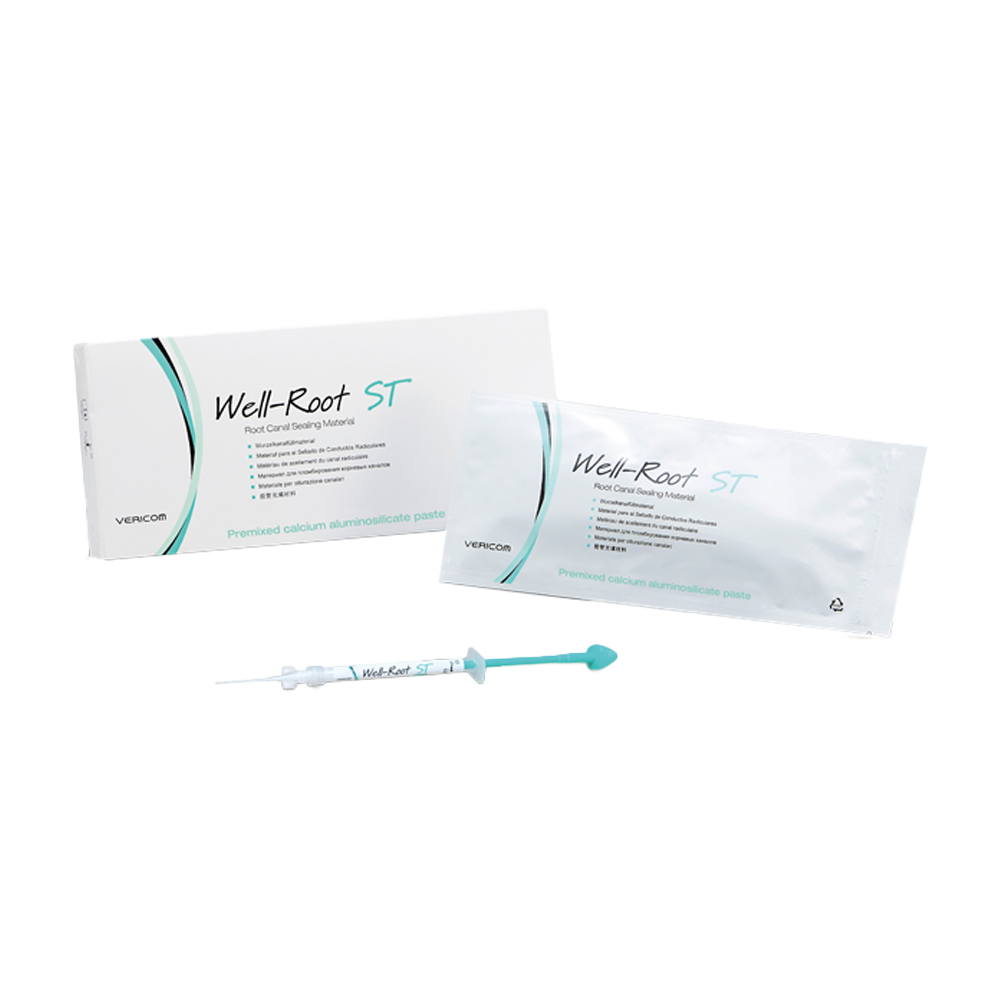 Well-Root-ST-VERICOM est un matériau de scellement du canal radiculaire, une pâte composée d'un mélange préalable d'un composé injectable de silicate d'alumine de calcium. Destiné à l'obturation permanente du canal radiculaire, ce produit offre une solution fiable et efficace pour les procédures endodontiques. oofti.fr