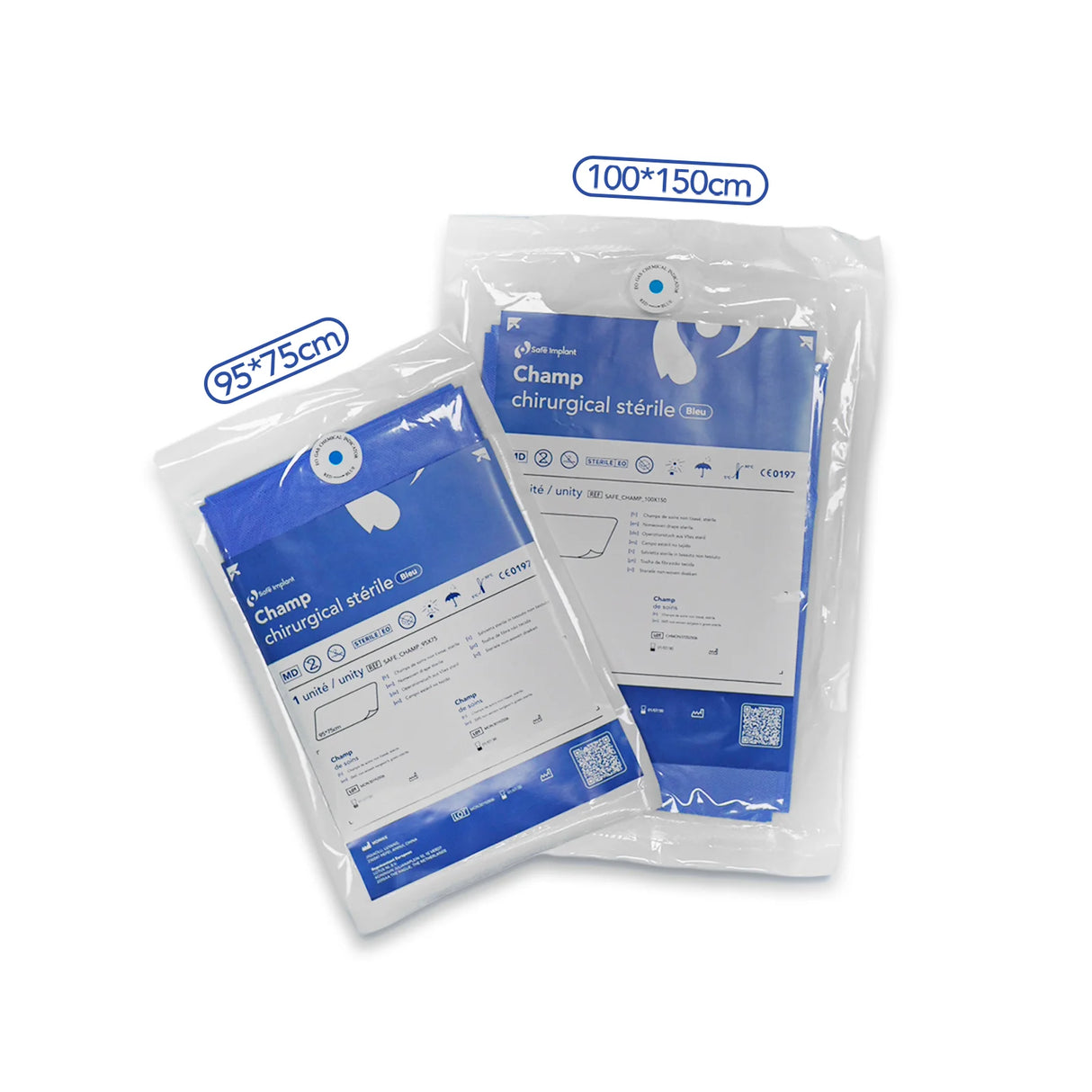Champ chirurgical stérile Safe Implant 100 x 150 cm et 95 x 75 cm – usage médical ou dentaire - oofti.fr