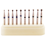 Kit of 10 medium grit long neck ball diamond burs FG 