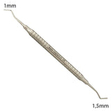 Instrument brunissoir pour les matériaux d'étanchéité tels que les résines, composites et amalgames Compacte le matériau dans la cavité grâce à ses extrémités plates et striées.