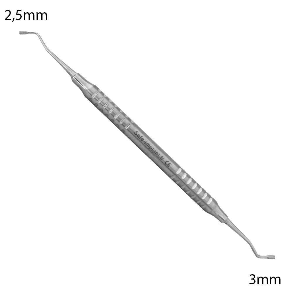 Instrument brunissoir pour les matériaux d'étanchéité tels que les résines, composites et amalgames Compacte le matériau dans la cavité grâce à ses extrémités plates et striées.