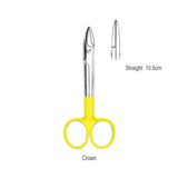 Ciseaux à couronne en carbure de tungstène, plus dur et résistant aux rayures que l'acier inoxydable. Stérilisables et désinfectables.