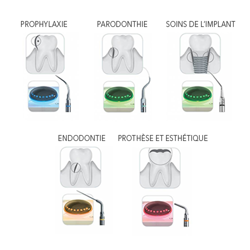 Embouts De Détartrage à Ultrasons Pour Pièce à Main ACTEON P5, NEWTRON - Compatibles Piézoélectrique LED HS-7L (marque Baiyu)