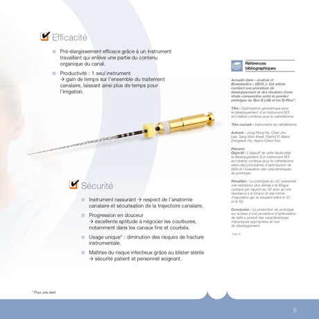 Lot de 6 limes One G NiTi de cathétérisme en rotation continue MicroMega - Dental Coop