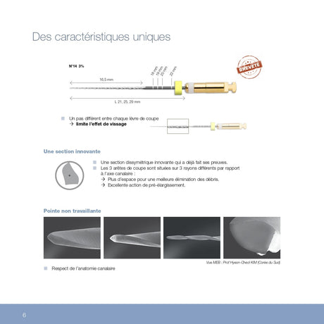 Lot de 6 limes One G NiTi de cathétérisme en rotation continue MicroMega - Dental Coop