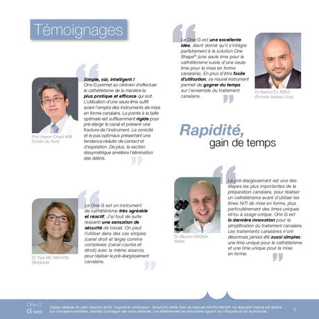 Lot de 6 limes One G NiTi de cathétérisme en rotation continue MicroMega - Dental Coop