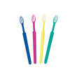 Brosses à dents usage unique imprégnées de dentifrice  Propriétés :  Manche ergonomique et solide. Poils flexibles. Goût agréable de la pâte dentifrice imprégnée. 100 brosses sous emballages individuels.  La boîte assorties transparentes : bleu, vert, rose, jaune