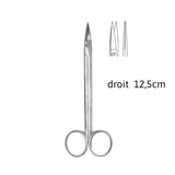 Ciseaux chirurgicaux Quinby droits non dentés. Ils sont utilisés pour couper les tissus ou les sutures. Acier de haute qualité. Mesure : 12.5 cm