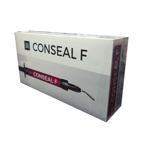 Conseal f est disponible en seringue ou en compules unidose (complets). Tous deux ont des embouts précoudés extrêmement fins qui facilitent le contrôle et l’extrusion du matériau pour des traitements rapides dans des zones difficiles d’accès.  L’embout du Conseal f, un tiers plus fin que la concurrence, améliore la qualité du traitement en assurant une meilleure pénétration à l’intérieur des puits et fissures là ou d’autres embouts ne parviendraient pas aussi profondément.