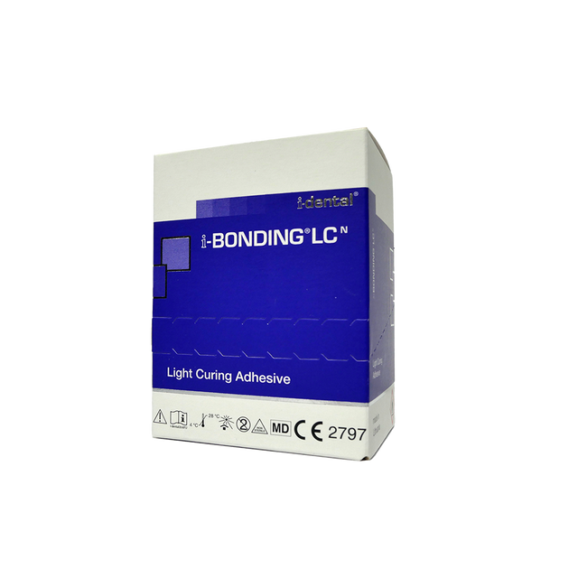 i-BONDING LC est un liant photopolymérisable de cinquième génération, monocomposant, en une étape. Spécialement formulé pour lier la dentine et l'émail aux restaurations polymères, aux compomères, aux amalgames, aux surfaces en céramique et aux métaux traités. Sa composition bioinerte garantit une compatibilité étendue avec divers matériaux dentaires