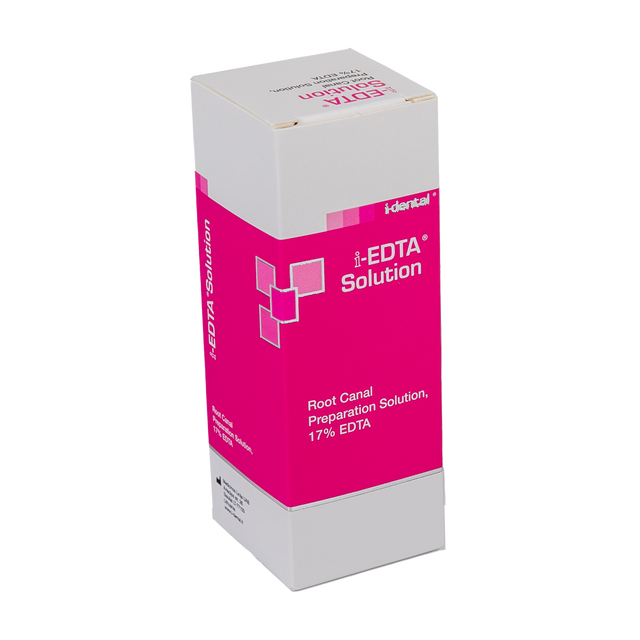 La Solution i-EDTA est spécialement formulée pour la préparation canalaire. Elle vise à accomplir les objectifs suivants : Aide à nettoyer les canaux radiculaires, adoucit et élargit les parois du canal radiculaire, décalcifie la dentine sur les parois du canal radiculaire et enlève la couche collante.