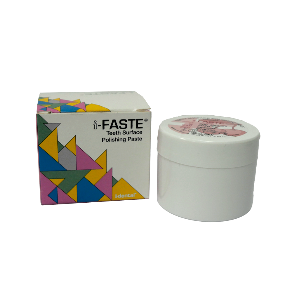 La Pâte à polir I-FASTE est spécialement conçue pour répondre de divers besoins de l'odontologie, offrant une solution complète pour le nettoyage, la préparation de surface et le polissage dentaire. Formulée pour éliminer efficacement la plaque molle et dure, les calculs, les taches et autres adhérences dentaires, elle constitue un outil essentiel dans les procédures dentaires.