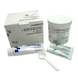 i-MPRESS - Kit Avancé d'Empreinte Dentaire est la solution complète pour des empreintes dentaires de haute précision. L'ensemble comprend 200 ml de mastic, 40 ml de corps léger, 30 ml de gel activateur universel, un bloc de mélange et un distributeur.