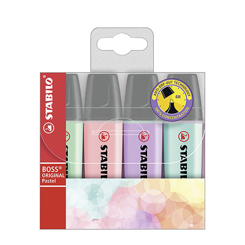 Surligneurs STABILO BOSS ORIGINAL Pastel Lot de 4 - oofti.fr